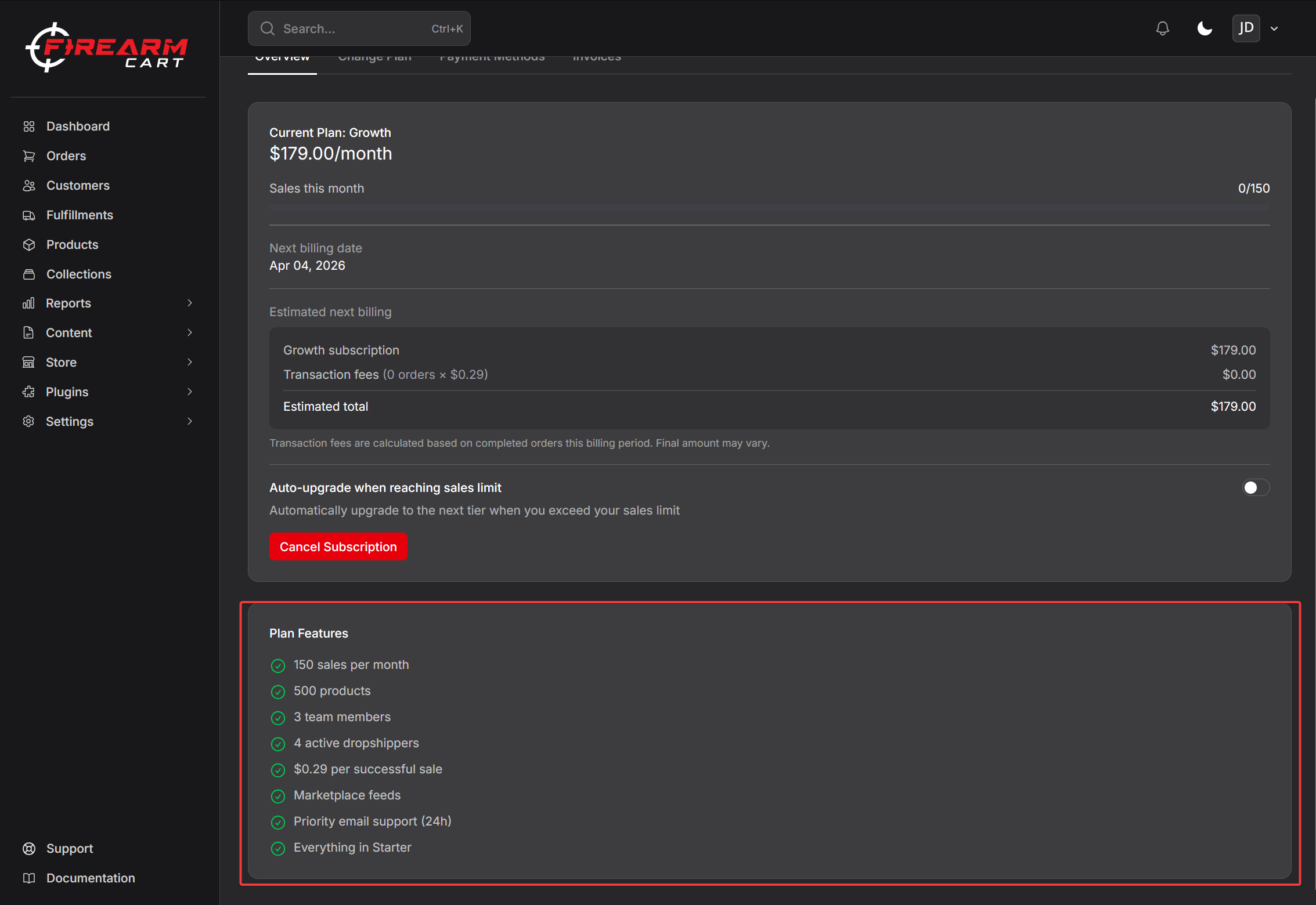Firearm Cart Billing