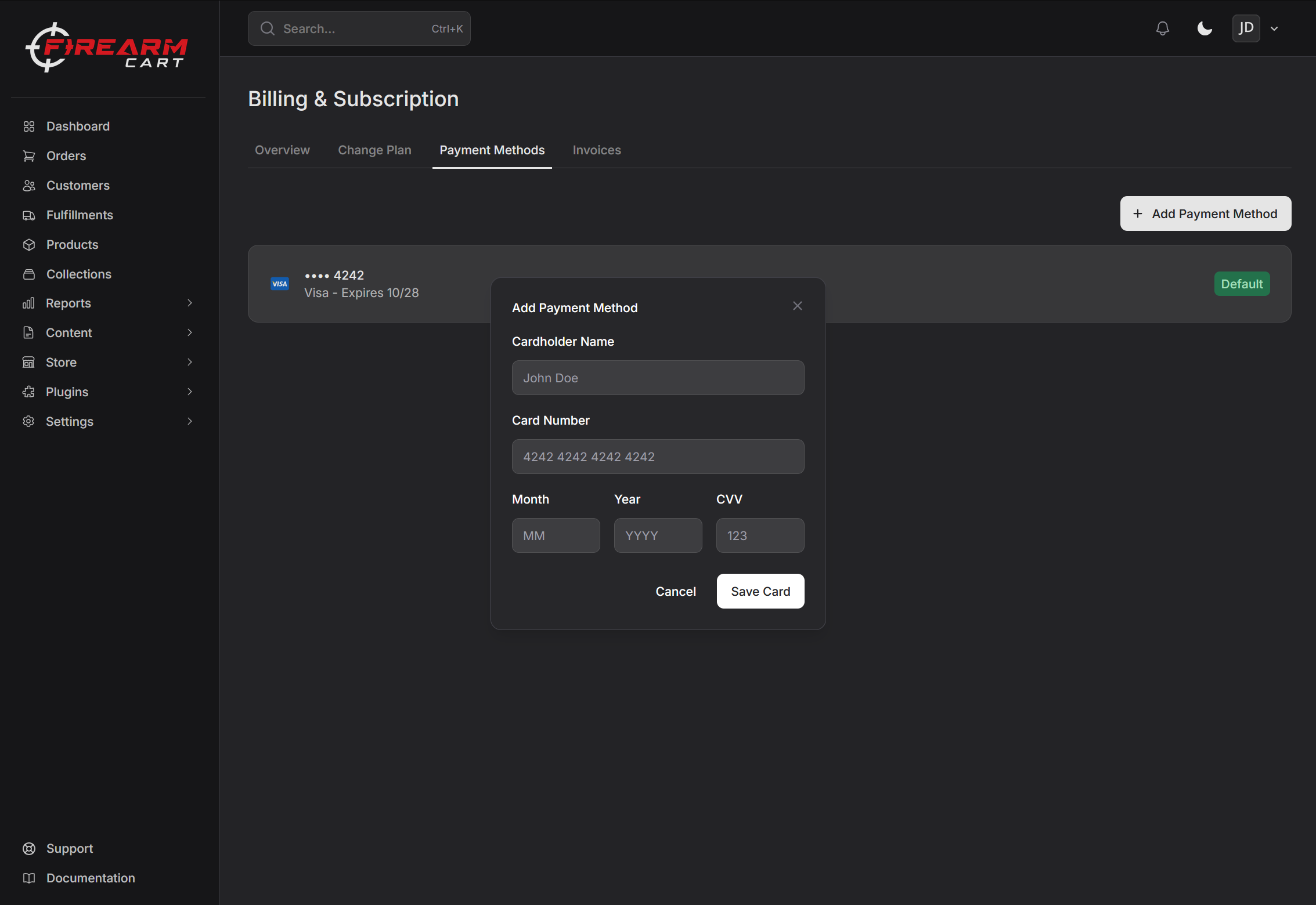 Firearm Cart Billing