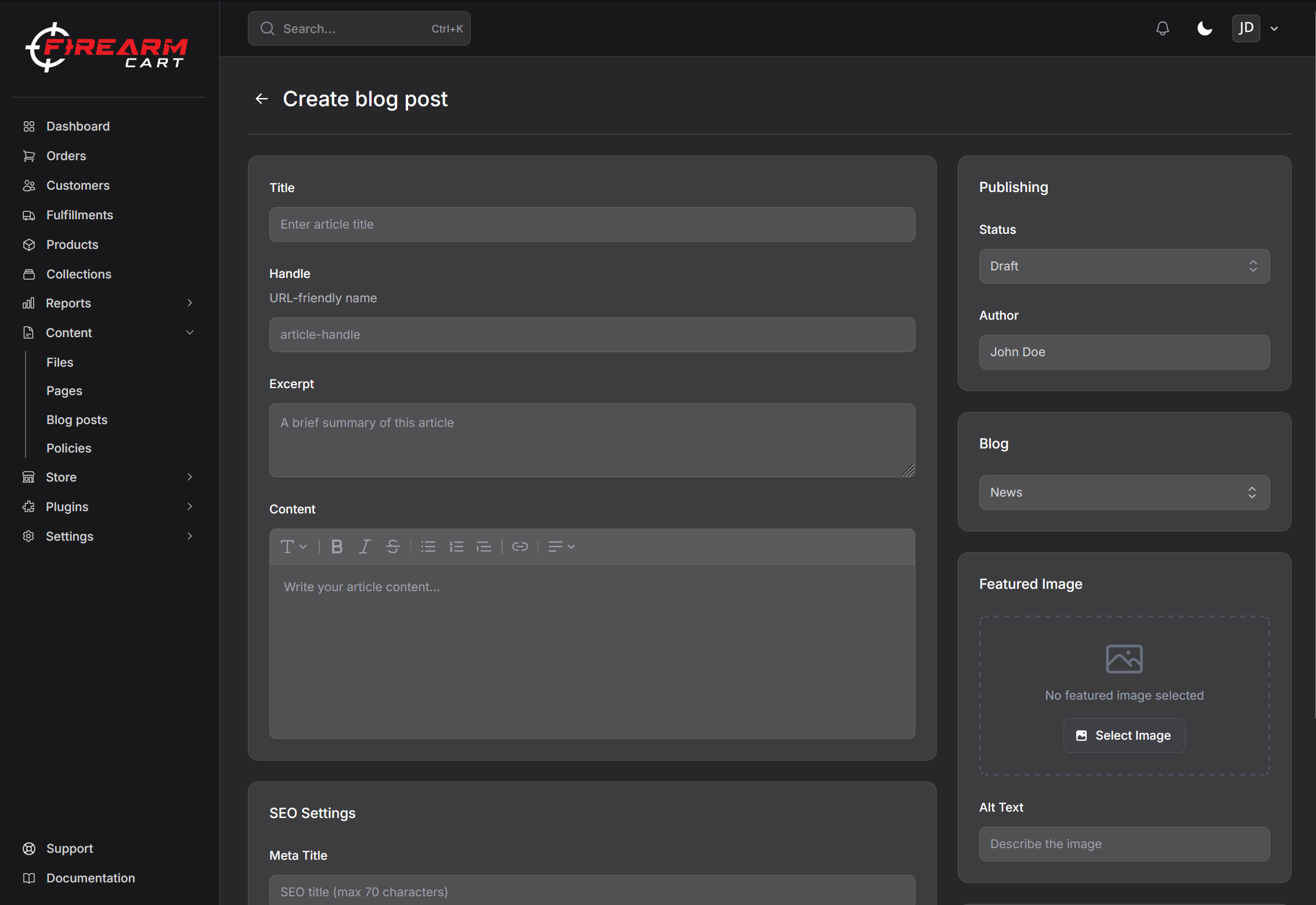Firearm Cart Creating Blogs