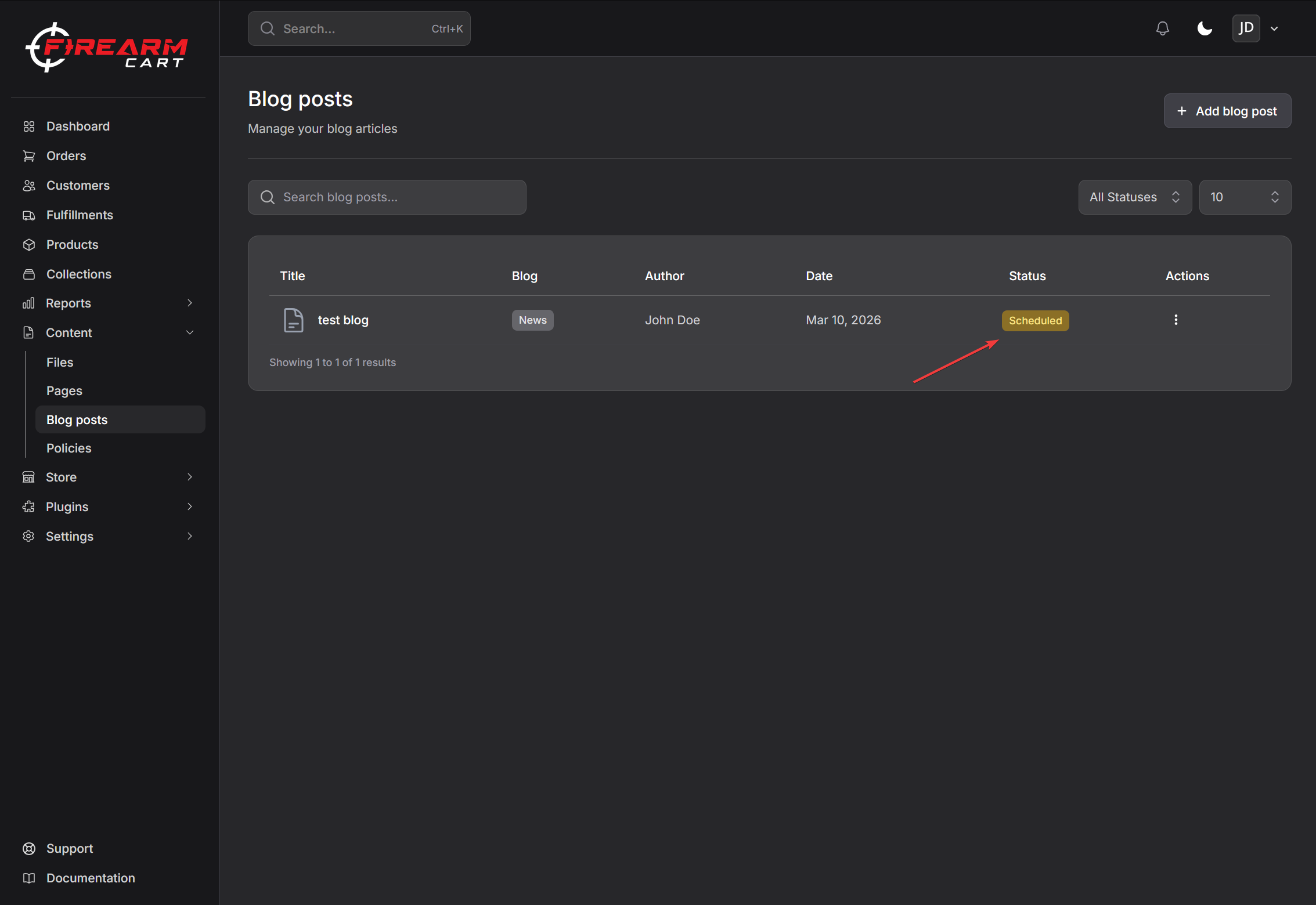 Firearm Cart Scheduling