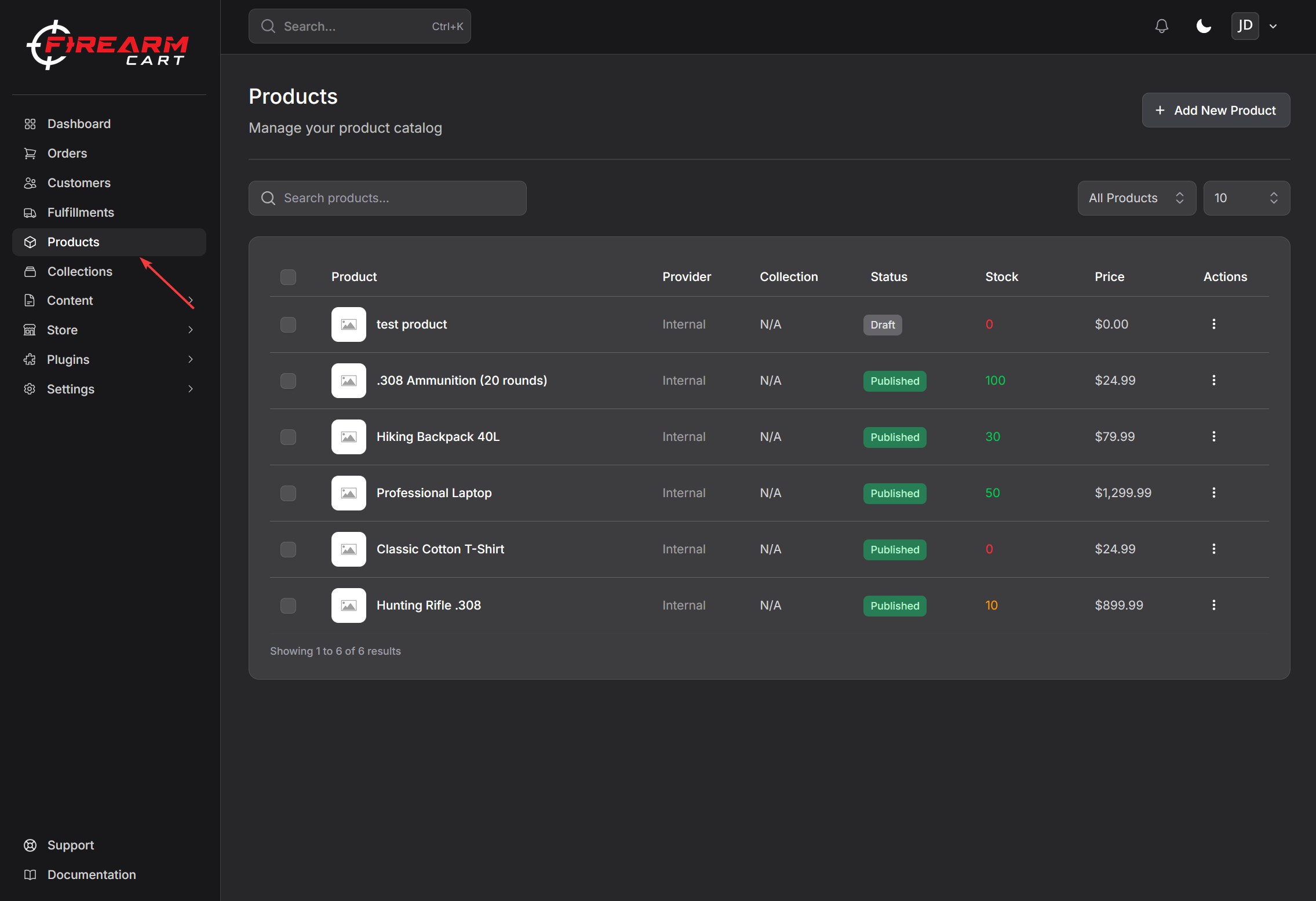 Firearm Cart Creating Products