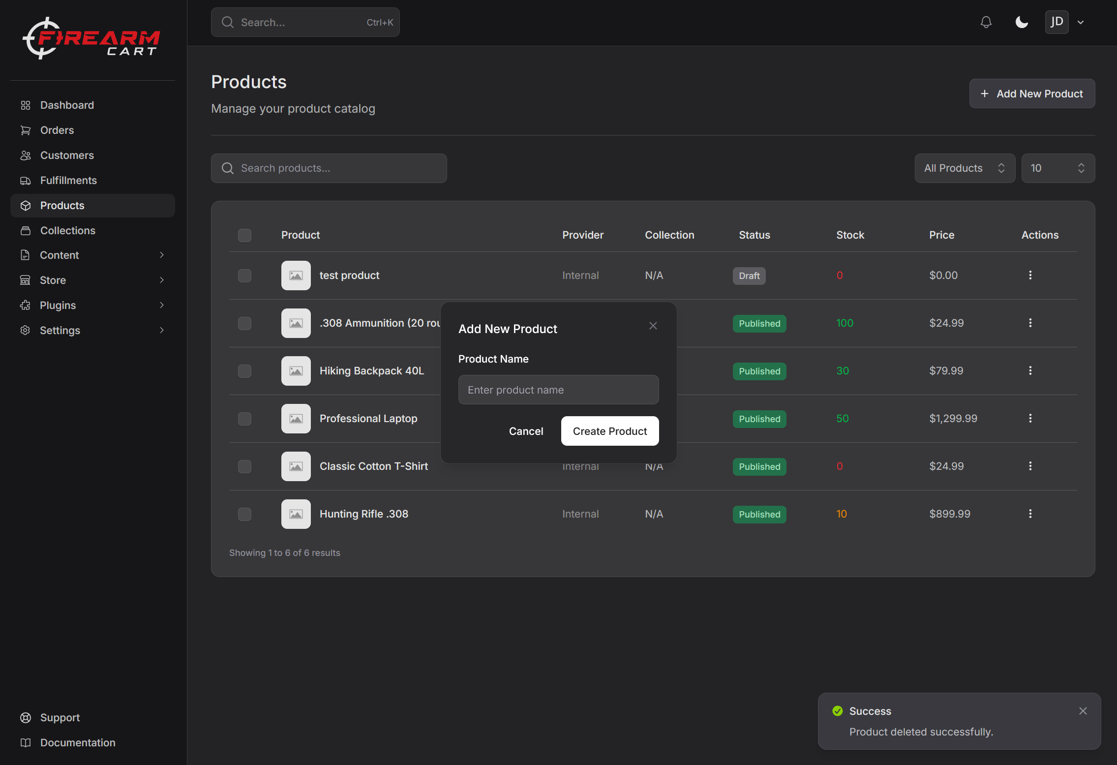 Firearm Cart Creating Products