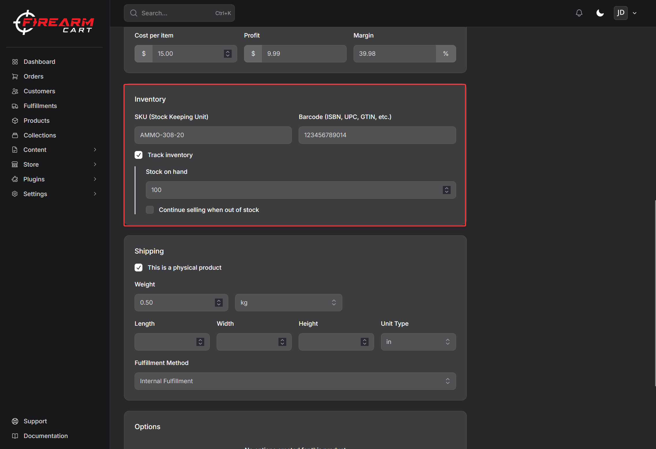 Firearm Cart Creating Products