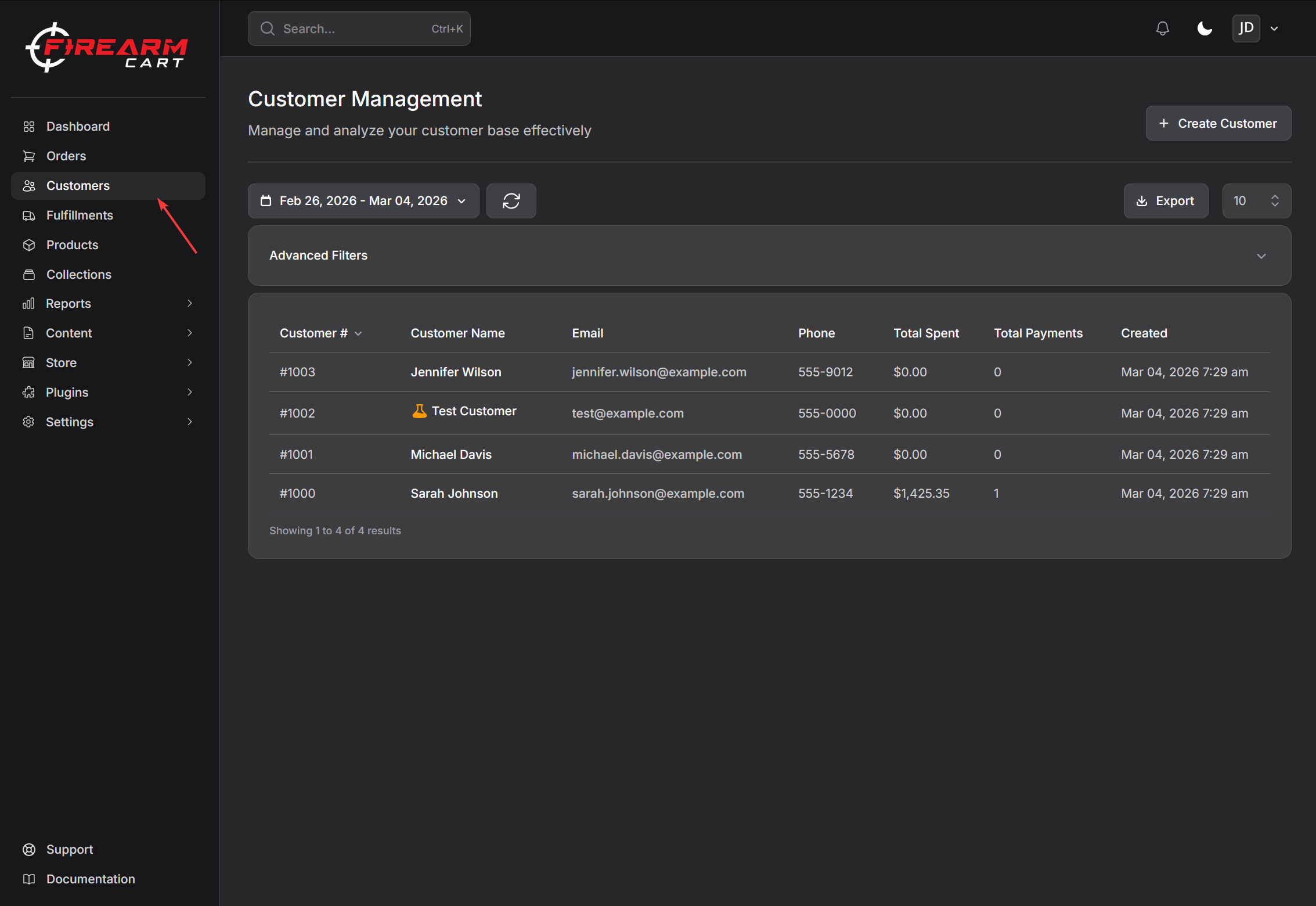 Firearm Cart Customer Management