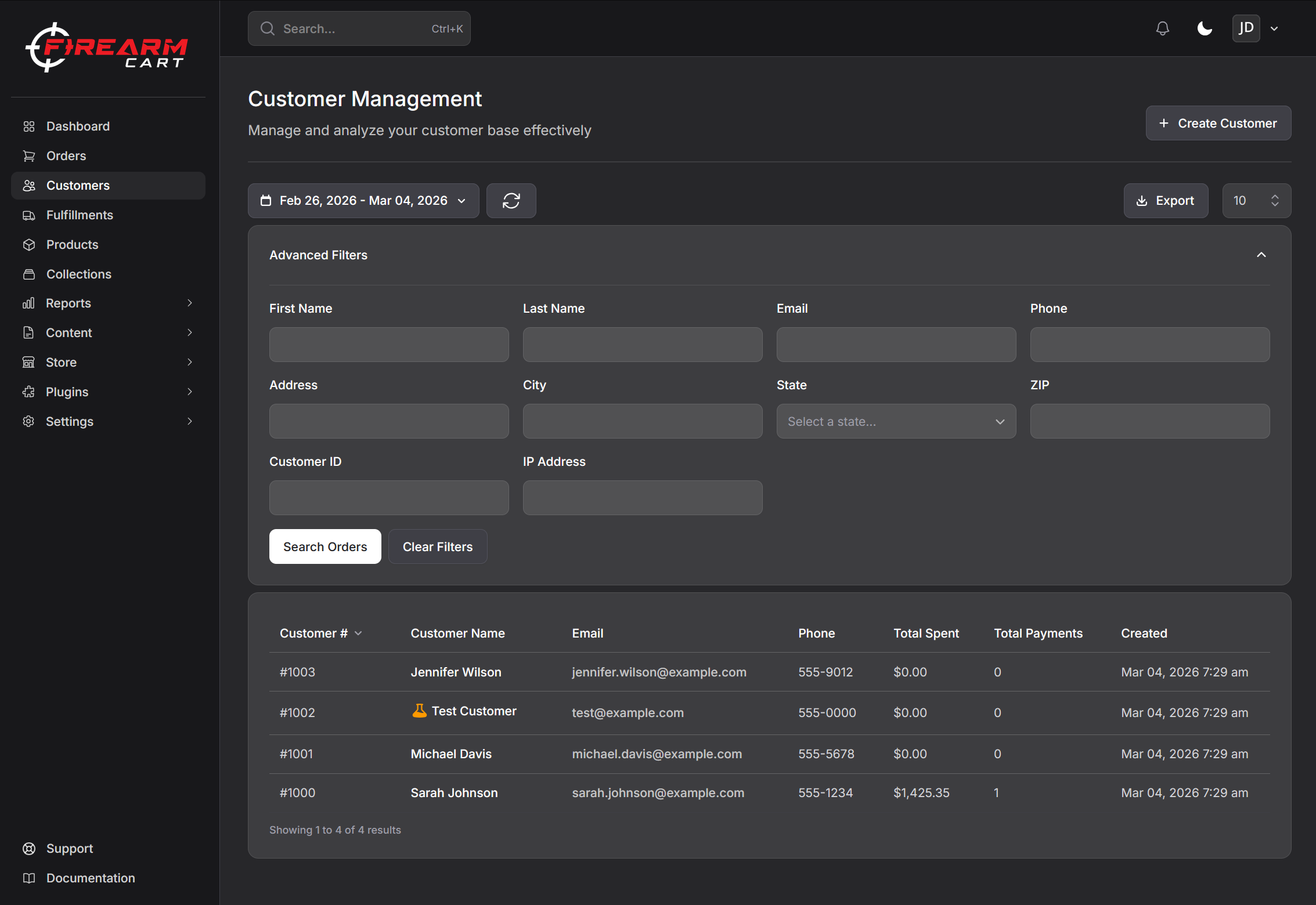 Firearm Cart Customer Management