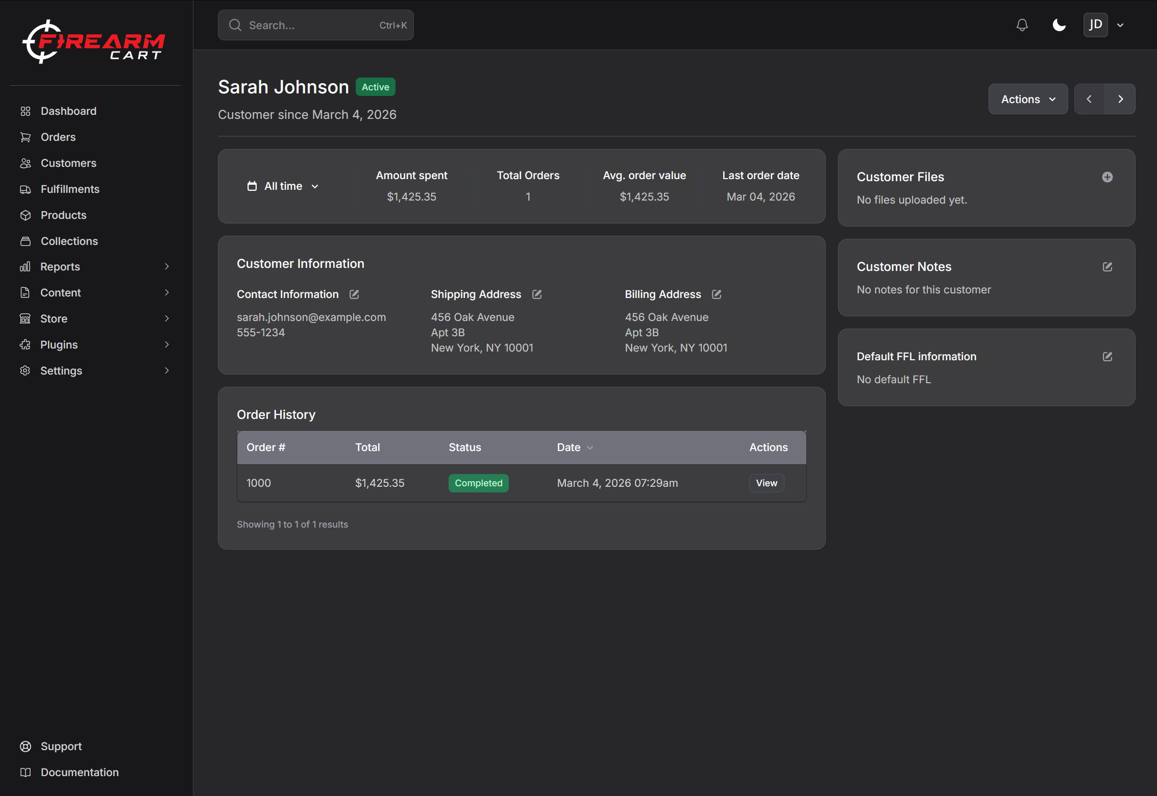 Firearm Cart Customer Management