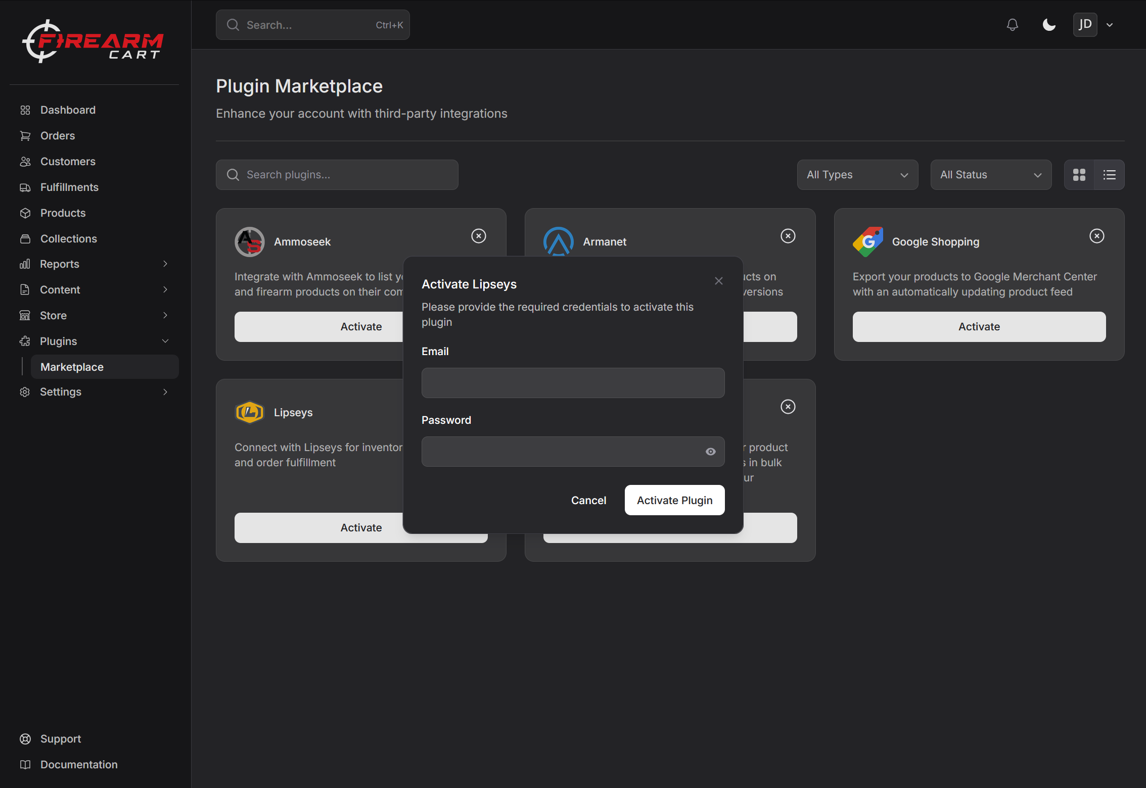 Firearm Cart Customer Management