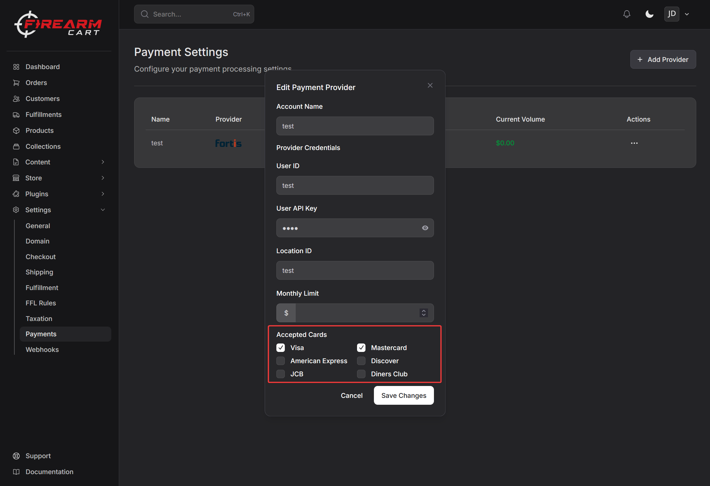 Firearm Cart Payment Providers